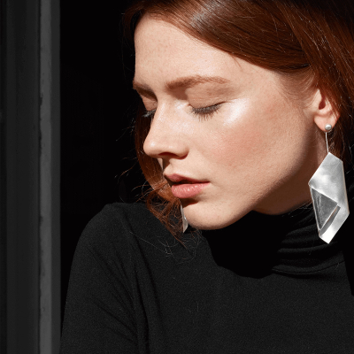 IMPERFECT LEAF earrings Minimalist, handcrafted - Monom