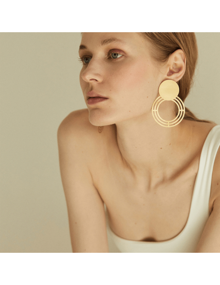 Labyrinth Saturnalia Small Minimal Earrings, Handmade by Monom