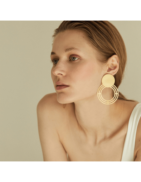 Labyrinth Saturnalia Small Minimal Earrings, Handmade by Monom