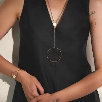 Colier PLATTITUDE CIRCLE design minimal, realizat manual. - Monom