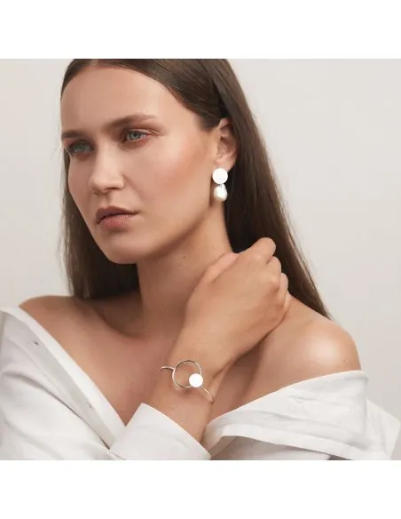 Cercei PLATTITUDE drop perla Minimal, realizate manual. - Monom